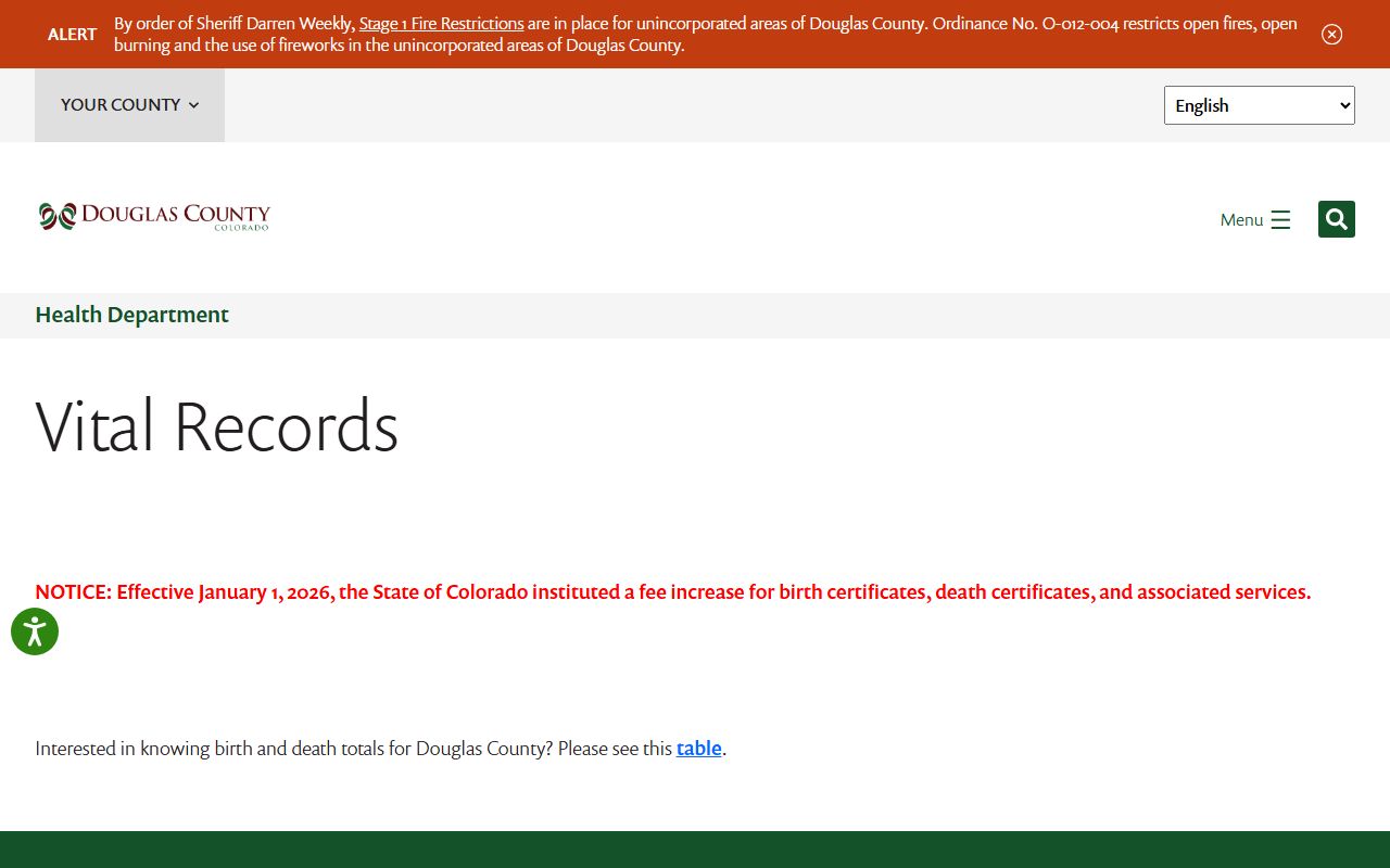 Douglas County Death Index Health Department