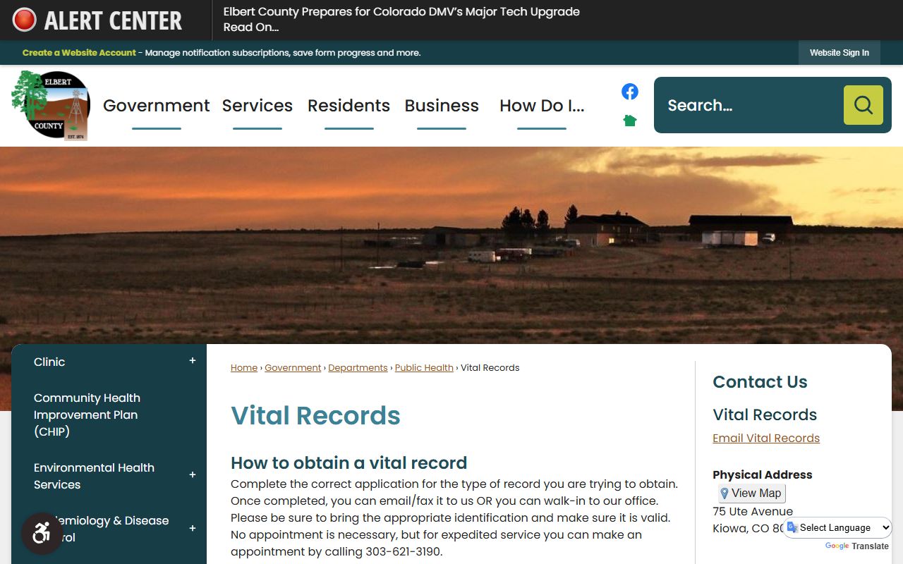 Elbert County Public Health vital records page - Elbert County Death Index
