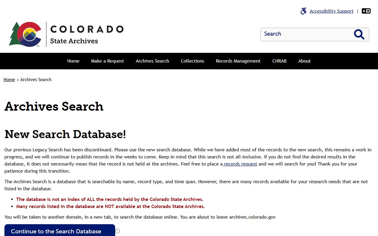 Colorado State Archives Search